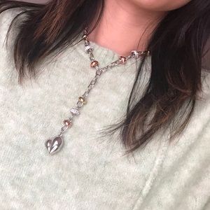 Rose gold & silver heart pendant necklace